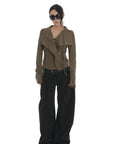 IAMXIAA Cropped Moto Jacket with Asymmetric Zip