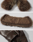 ROVENTE Detachable Fur Collar Leather Jacket