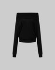 IAMXIAA Off Shoulder Knit Top Long Sleeve Pullover