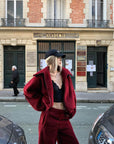 Rase le sol Oversized Red Fleece Lounge Set - PINKPARKS