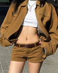 ROVENTE Suede Effect Jacket and Shorts Set