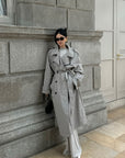 ROVENTE Structured Matte Trench Coat in Mist Grey - PINKPARKS