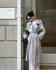 ROVENTE Structured Matte Trench Coat in Mist Grey - PINKPARKS