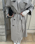 ROVENTE Structured Matte Trench Coat in Mist Grey - PINKPARKS