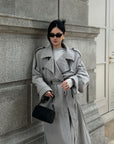 ROVENTE Structured Matte Trench Coat in Mist Grey - PINKPARKS