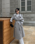 ROVENTE Structured Matte Trench Coat in Mist Grey - PINKPARKS