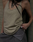 WARDEN EDGE Backless Knit Tank Top - PINKPARKS