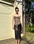 0122stepll Leopard Strapless Draped Top