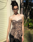 0122stepll Leopard Strapless Draped Top
