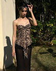 0122stepll Leopard Strapless Draped Top