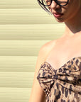0122stepll Leopard Strapless Draped Top