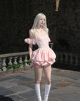 Rase le sol Puff Sleeve Corset Mini Dress - PINKPARKS