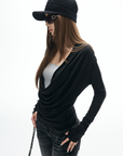 IAMXIAA Draped Deep V Long Sleeve Top