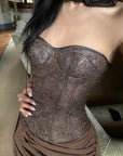 ROVENTE Strapless Lace Corset Top