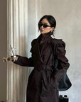 ROVENTE Belted Double-Breasted Trench Coat