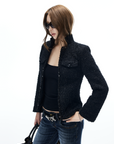 IAMXIAA Cropped Tweed Jacket with Shimmer Finish