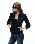 IAMXIAA Cropped Tweed Jacket with Shimmer Finish