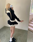 Rase le sol ブラック & ホワイトレイヤードミニスカート