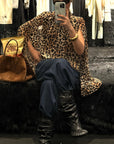 ROVENTE Leopard Chiffon Cape Top