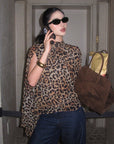 ROVENTE Leopard Chiffon Cape Top