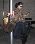 ROVENTE Leopard Chiffon Cape Top