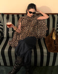 ROVENTE Leopard Chiffon Cape Top