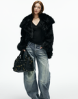 IAMXIAA Faux Fox Fur Belted Plush Coat Bold Winter Style