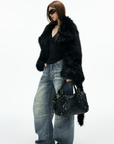 IAMXIAA Faux Fox Fur Belted Plush Coat Bold Winter Style
