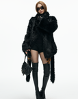 IAMXIAA Faux Fox Fur Belted Plush Coat Bold Winter Style