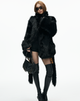 IAMXIAA Faux Fox Fur Belted Plush Coat Bold Winter Style