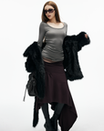 IAMXIAA Faux Fox Fur Belted Plush Coat Bold Winter Style