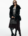 IAMXIAA Faux Fox Fur Belted Plush Coat Bold Winter Style