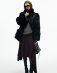 IAMXIAA Faux Fox Fur Belted Plush Coat Bold Winter Style