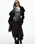 IAMXIAA Faux Fox Fur Belted Plush Coat Bold Winter Style