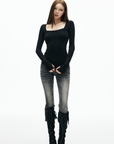 IAMXIAA Square Neck Long Sleeve Base Top