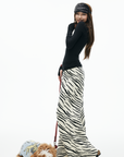 IAMXIAA ゼブラニットワイドレッグラウンジパンツ