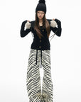 IAMXIAA Faux-Fur Hood Cable Knit Hoodie
