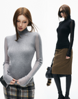 IAMXIAA リブ編みタートルネックニットベーストップ