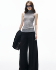 IAMXIAA V-Neck Knit Sweater and High-Neck Vest Layered Set