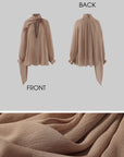 ROVENTE Draped Scarf Blouse with Flower Detail