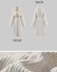 ROVENTE Faux Fur Trim Belted Knit Long Coat
