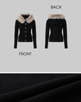 IAMXIAA Faux-Fur Hood Cable Knit Hoodie