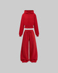 0122stepll Cropped Zip Hoodie & Wide-Leg Sweatpants Set