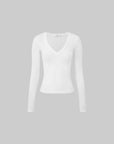 IAMXIAA Deep V Long Sleeve Slim Top