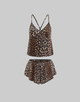 0122stepll Leopard Satin Lounge Pajama Set