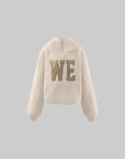 WARDEN EDGE WEのレターパッチ付きオーバーサイズウール風フリースフーディ