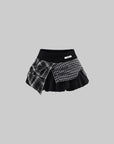 WARDEN EDGE Deconstructed Plaid Layered Pleated Mini Skirt
