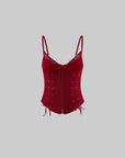 Rase le sol サイドレースアップディテール付きベルベットコルセットキャミソール