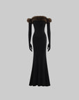 ROVENTE Faux Fur Off-Shoulder Long Dress