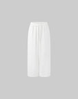 ROVENTE Drawstring Wide-Leg Trousers in White - PINKPARKS